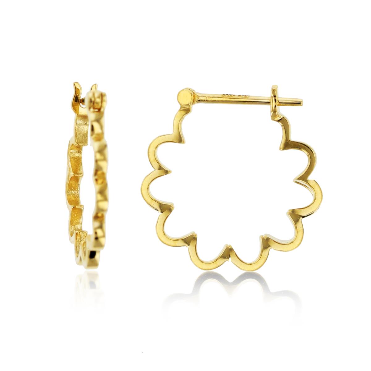 10K Yellow Gold High Polished Waved Huggie Earrings