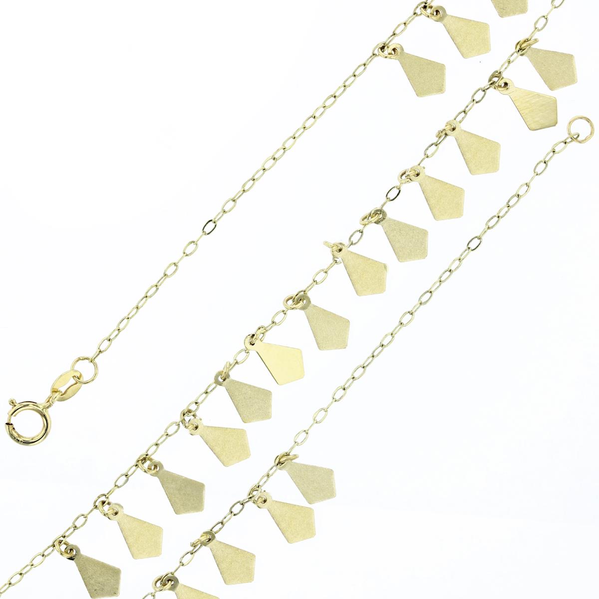 14K Yellow Gold Polished Kite Dangling 7" Bracelet