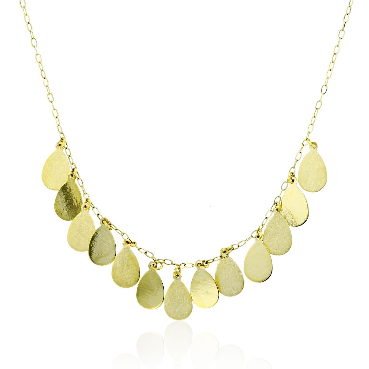 14K Yellow Gold Polished Pear Dangling 17" Necklace