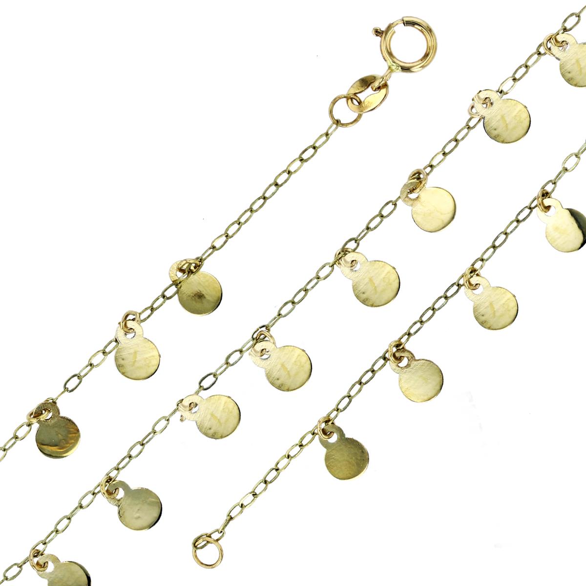 14K Yellow Gold 4mm Coins Dangling 7" Bracelet