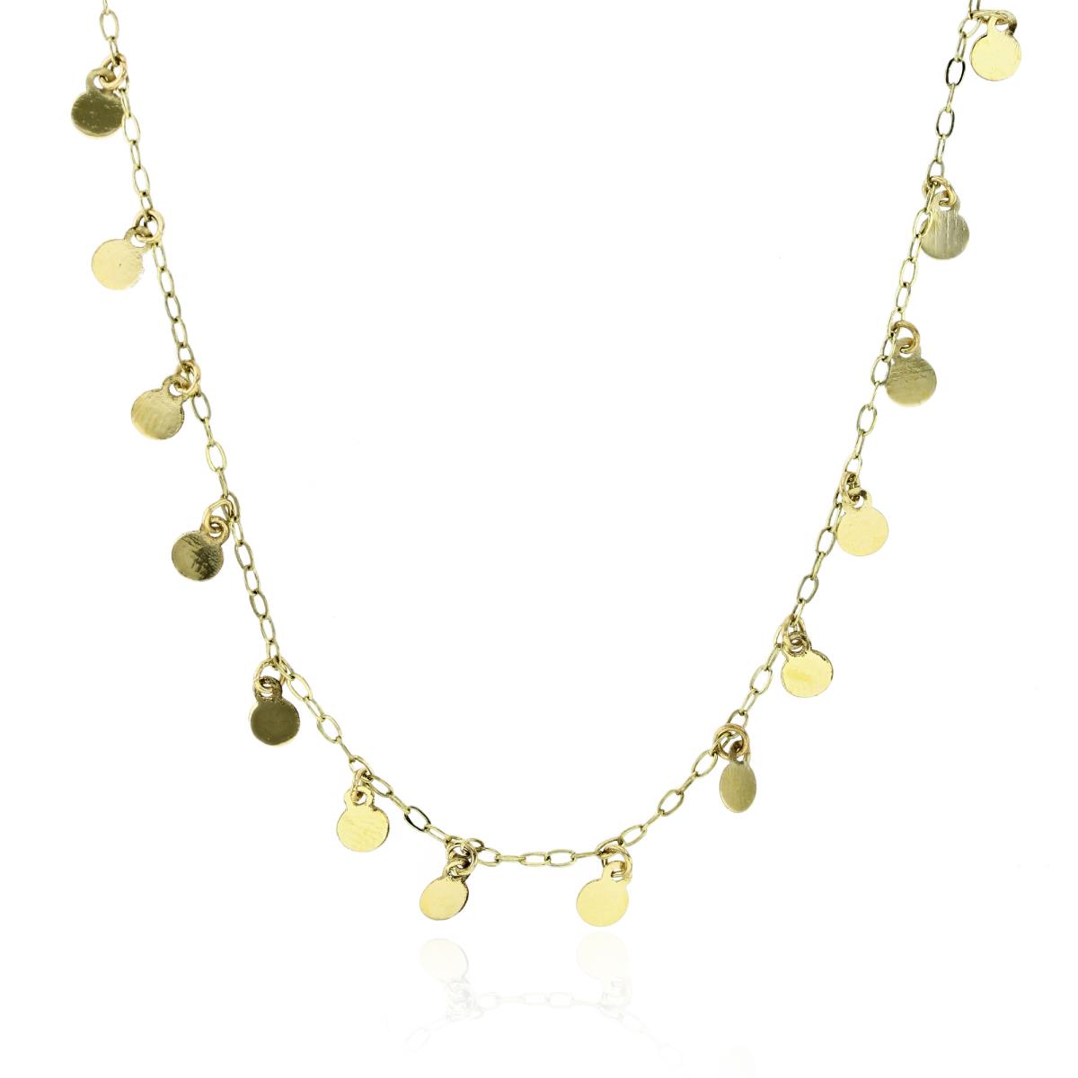 14K Yellow Gold 3mm Coins Dangling 17" Necklace