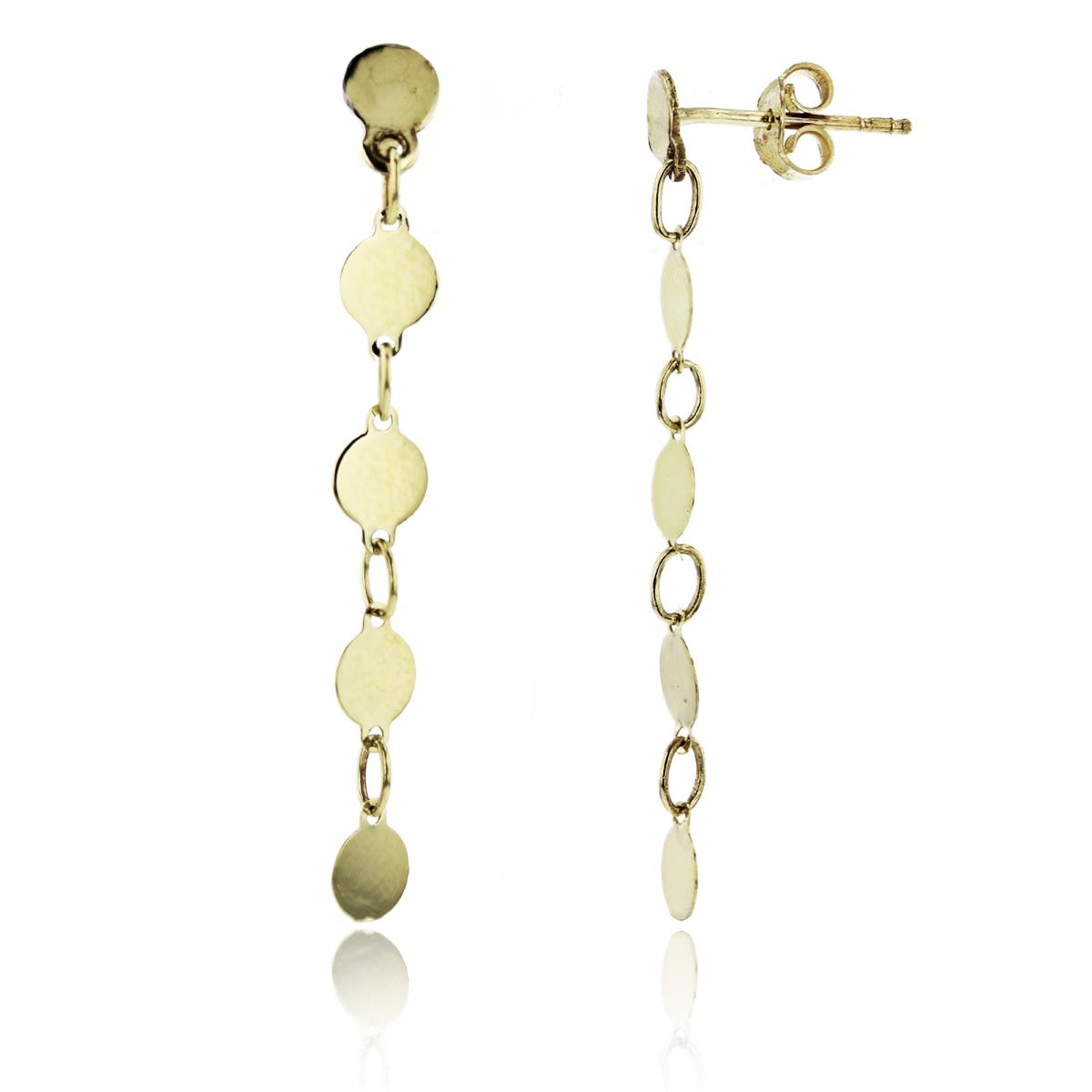 10K Yellow Gold Polished Coins Dangling Earring