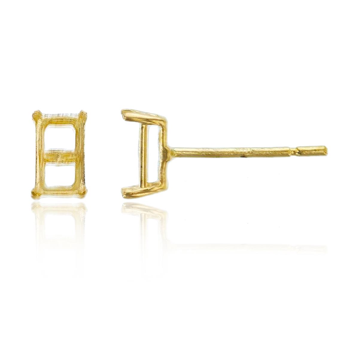 10K Yellow Gold 5x3mm Octagon Basket Stud Earrings-1PR. No stones.