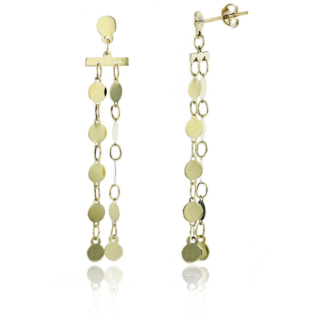 10K Yellow Gold 3mm Coins Dangling Earring