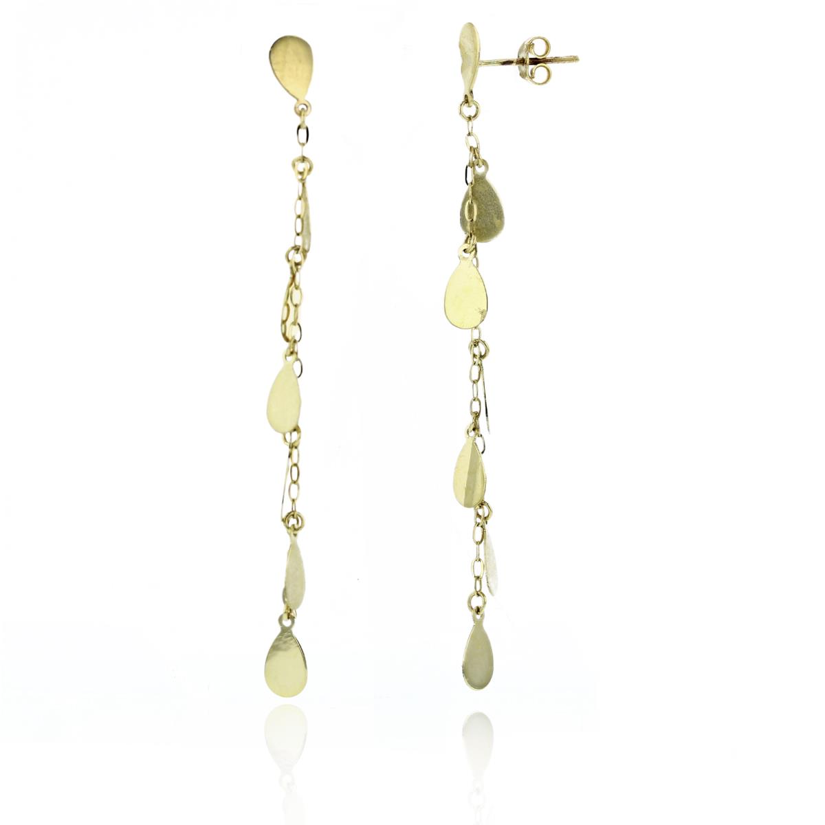 10K Yellow Gold Polished Pear Dangling Earring
