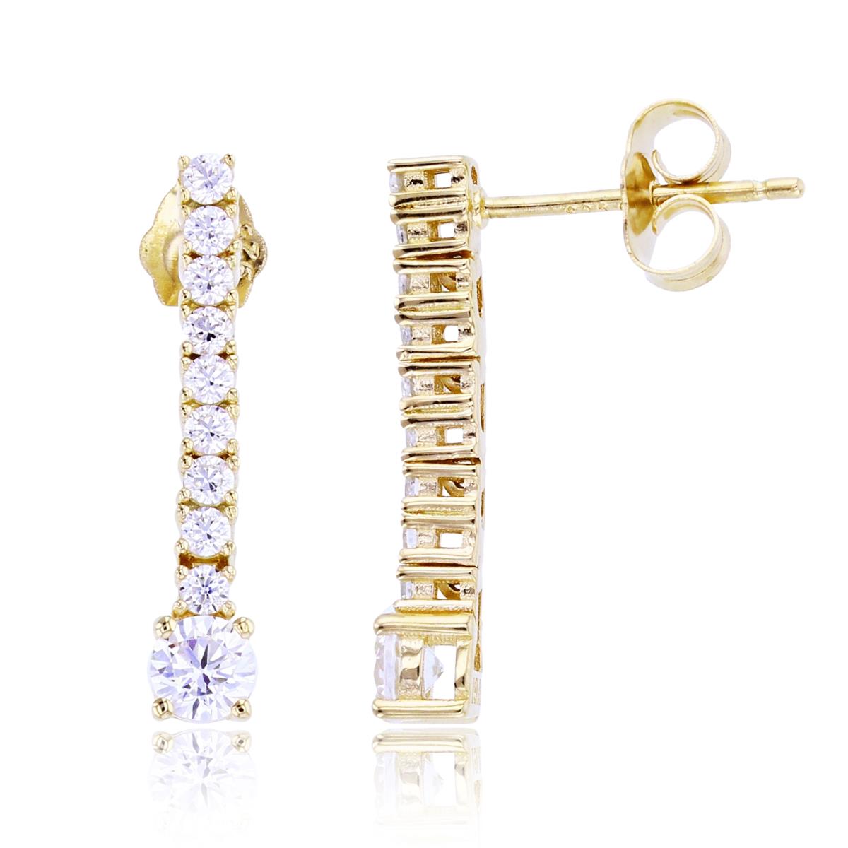 Sterling Silver+1Micron Yellow Gold Rnd CZ Flexy Vertical Row Earrings