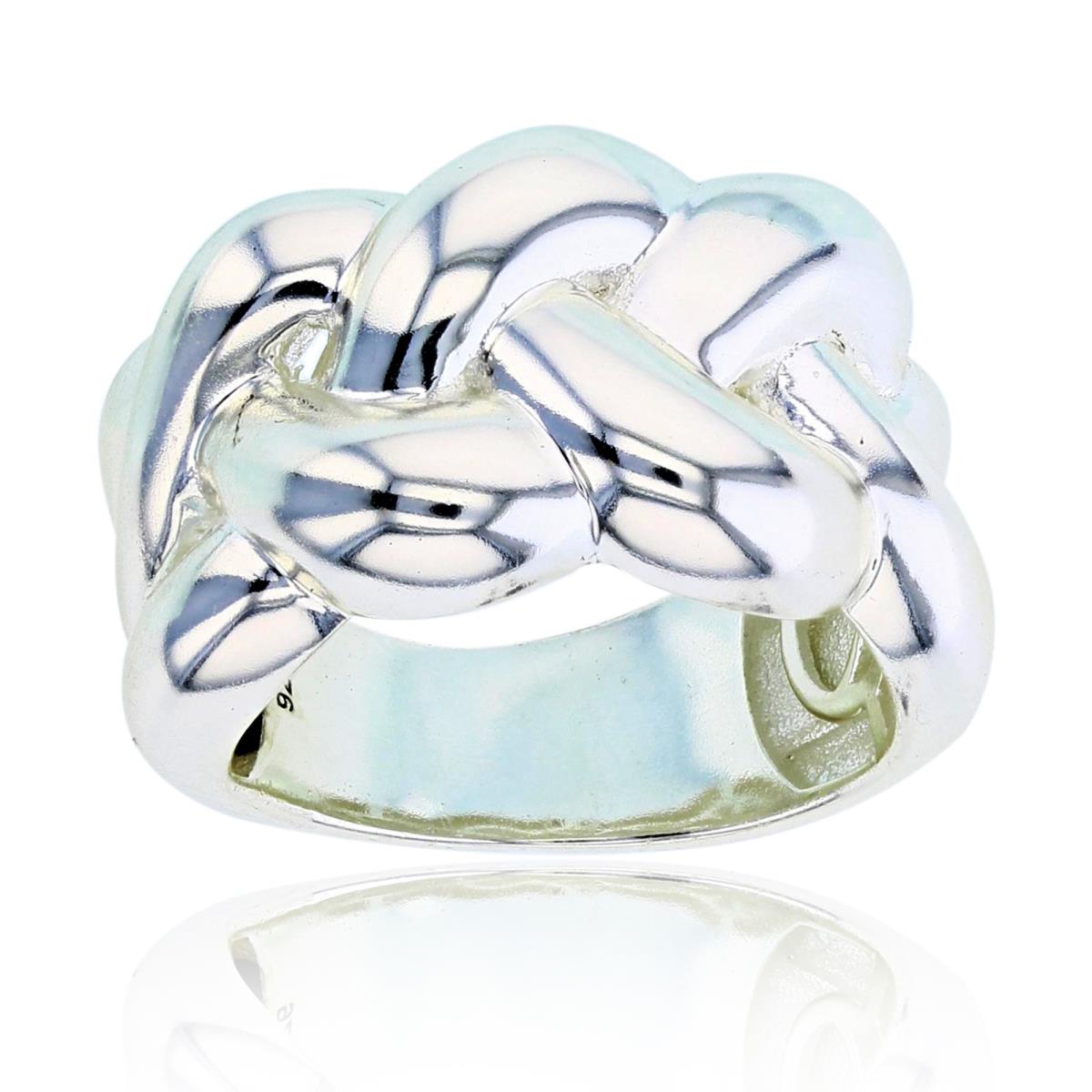 Sterling Silver Silver Plated E-Coated High Polished Braid Fashion Ring