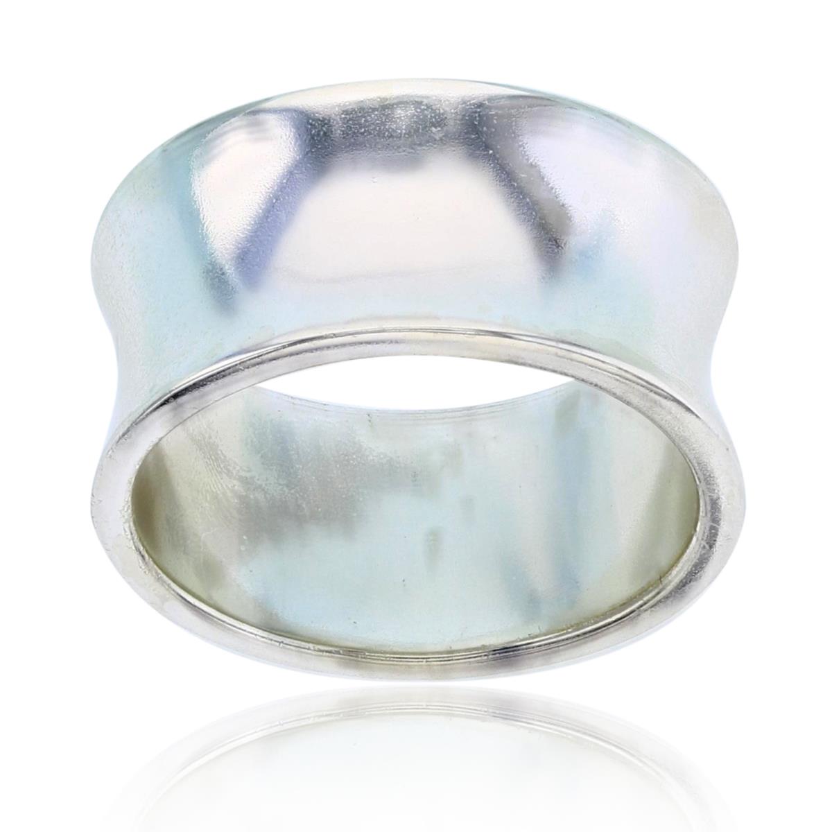 Sterling Silver Silver Plated E-Coated 10mm HP Concave Fashion Ring