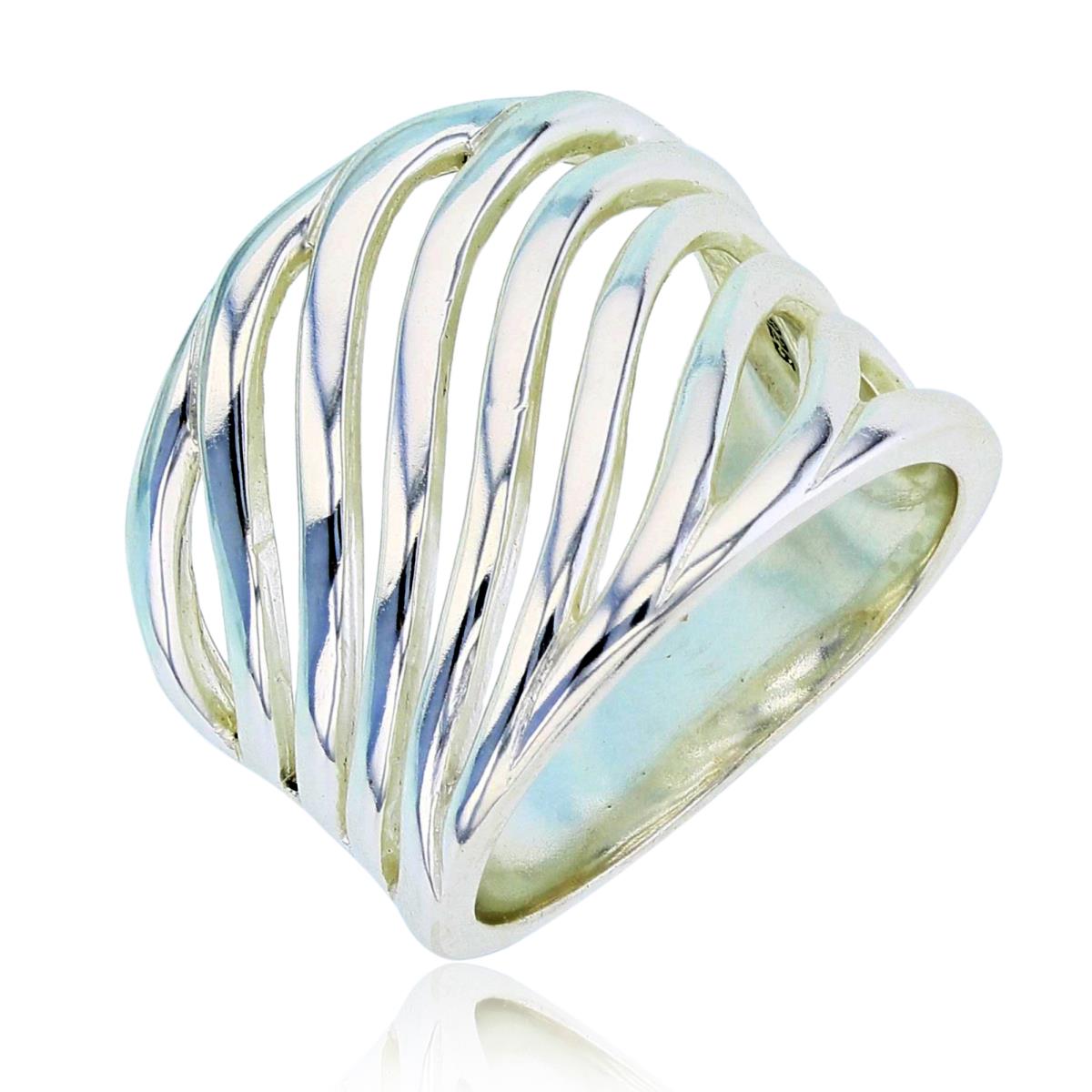 Sterling Silver Silver Plated E-Coated 18mm Wide Drain Fashion Ring