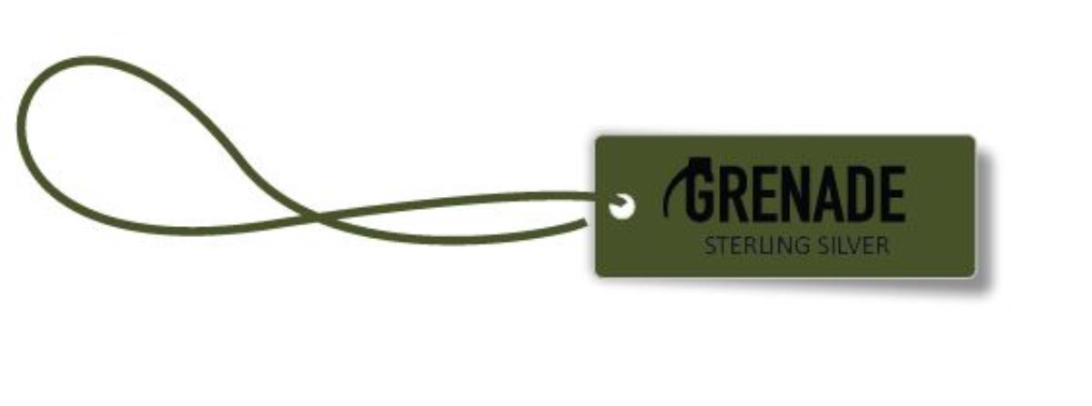 Grenade Sterling Silver 32x12x2.10mm Double Sided Green String Tag