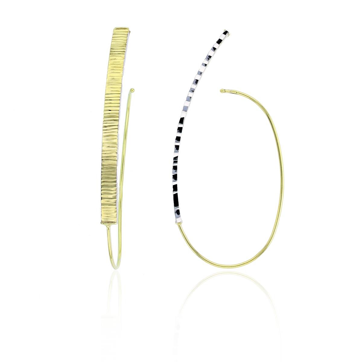 10KY Two-Tone Gold DC Textured Fish Hook Earrings