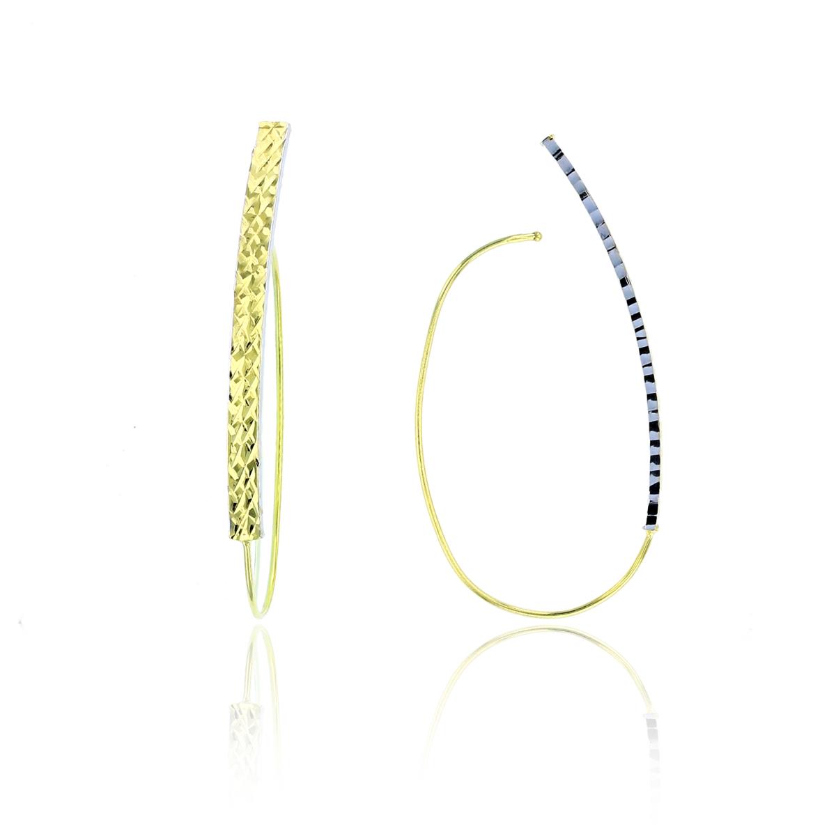 10KY Two-Tone Gold DC Textured Fish Hook Earrings
