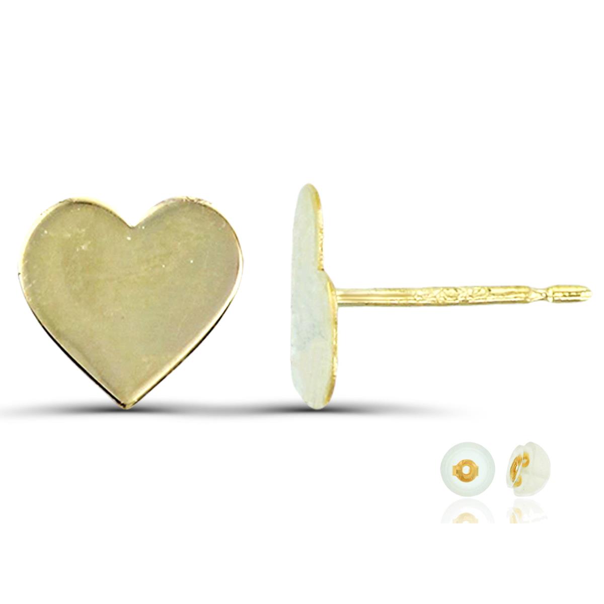 14K Yellow Gold High Polished Heart Stud Earring with Silicone Back