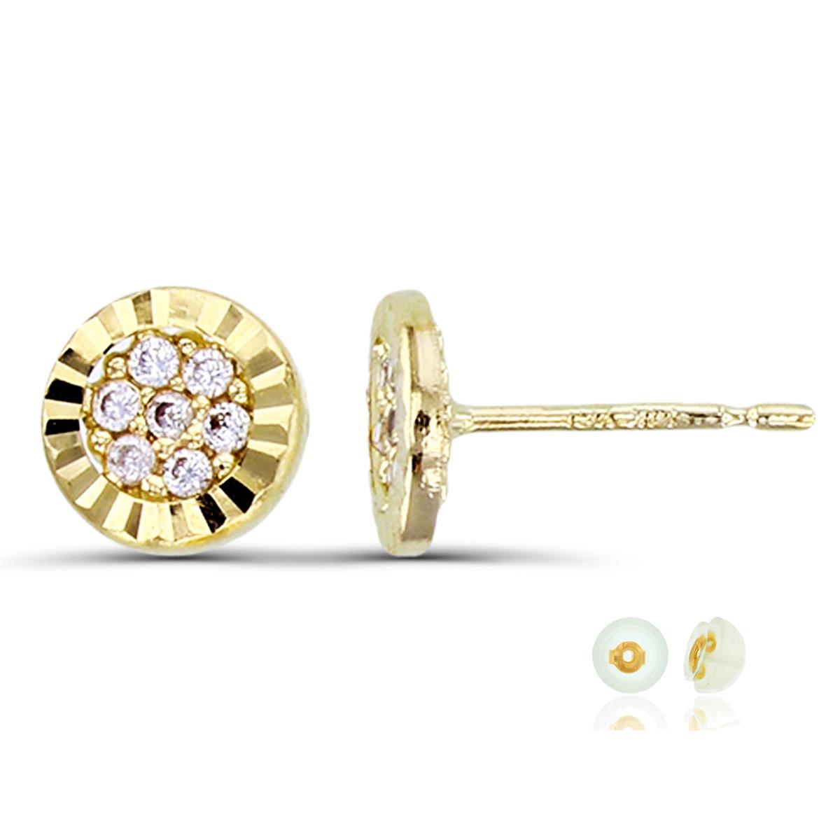 14K Yellow Gold DC Circle Stud Earring with Silicone Back