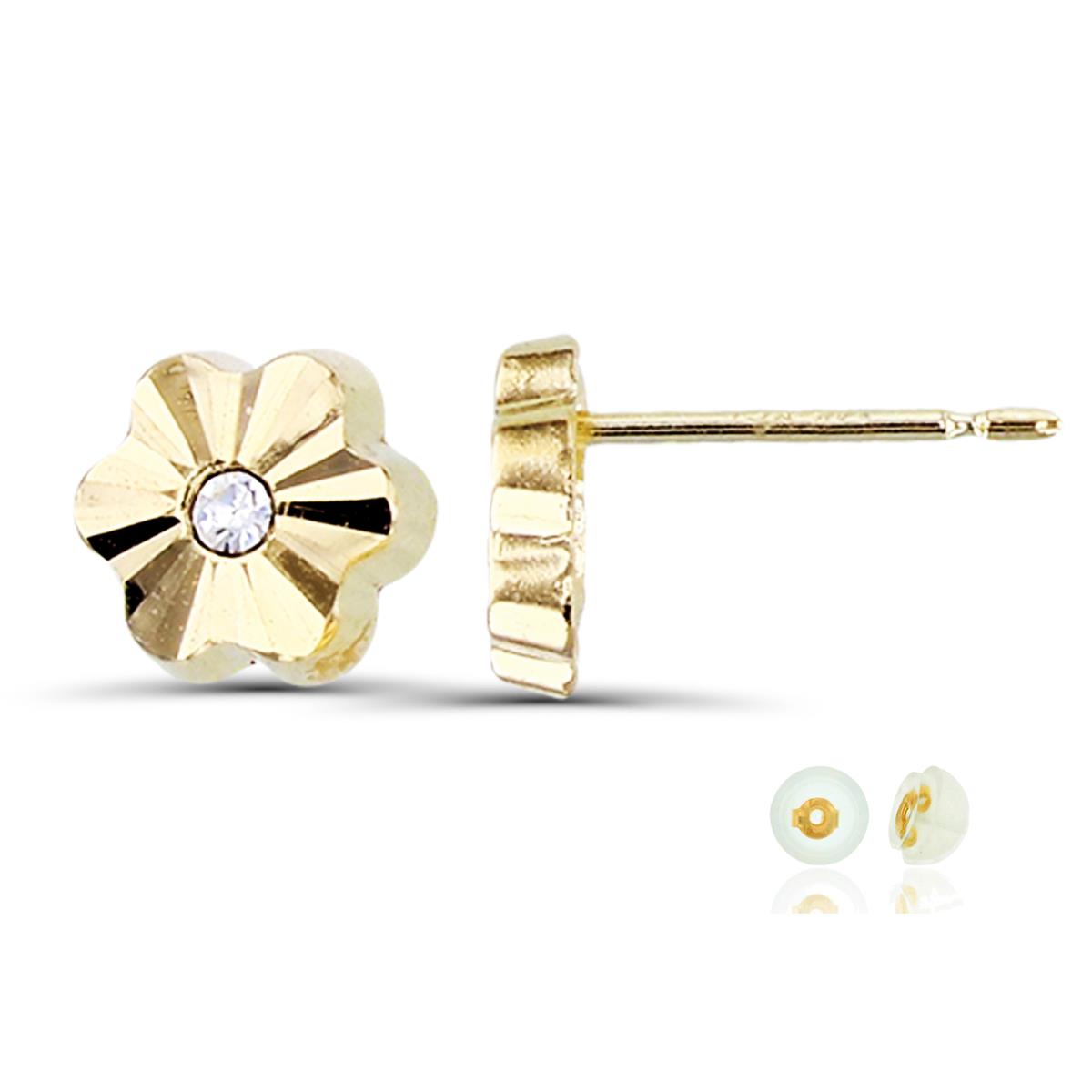 14K Yellow Gold DC Flower Stud Earring with Silicone Back