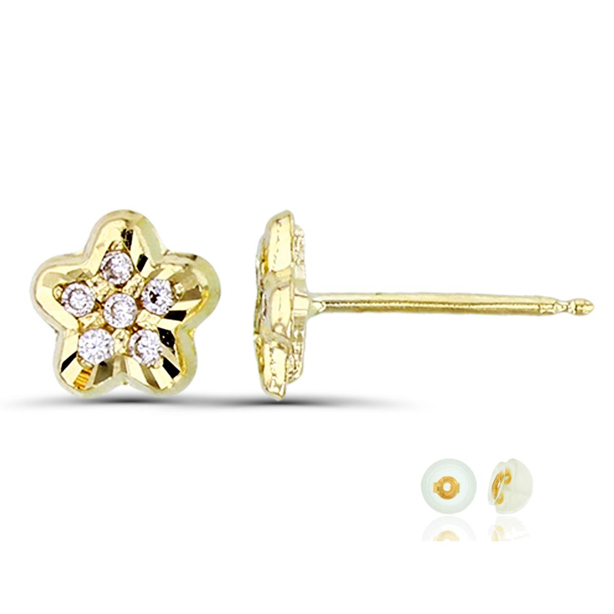 14K Yellow Gold DC Clover Stud Earring with Silicone Back