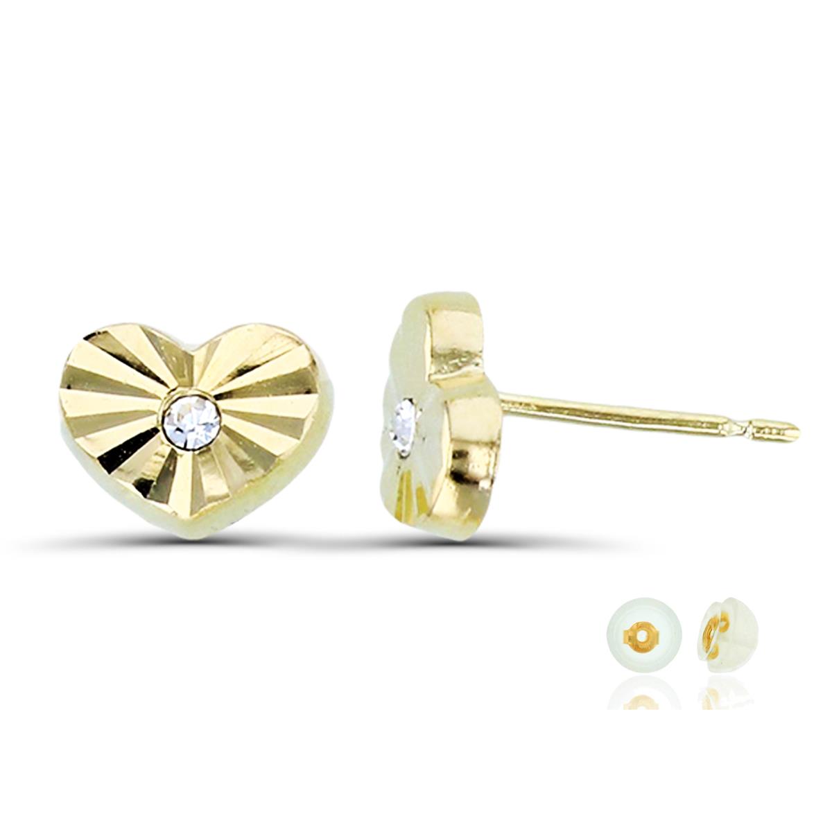 14K Yellow Gold DC Heart Stud Earring with Silicone Back
