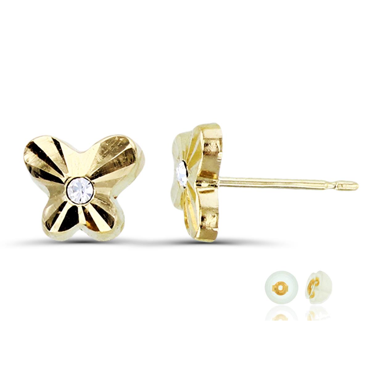 14K Yellow Gold DC Butterfly Stud Earring with Silicone Back