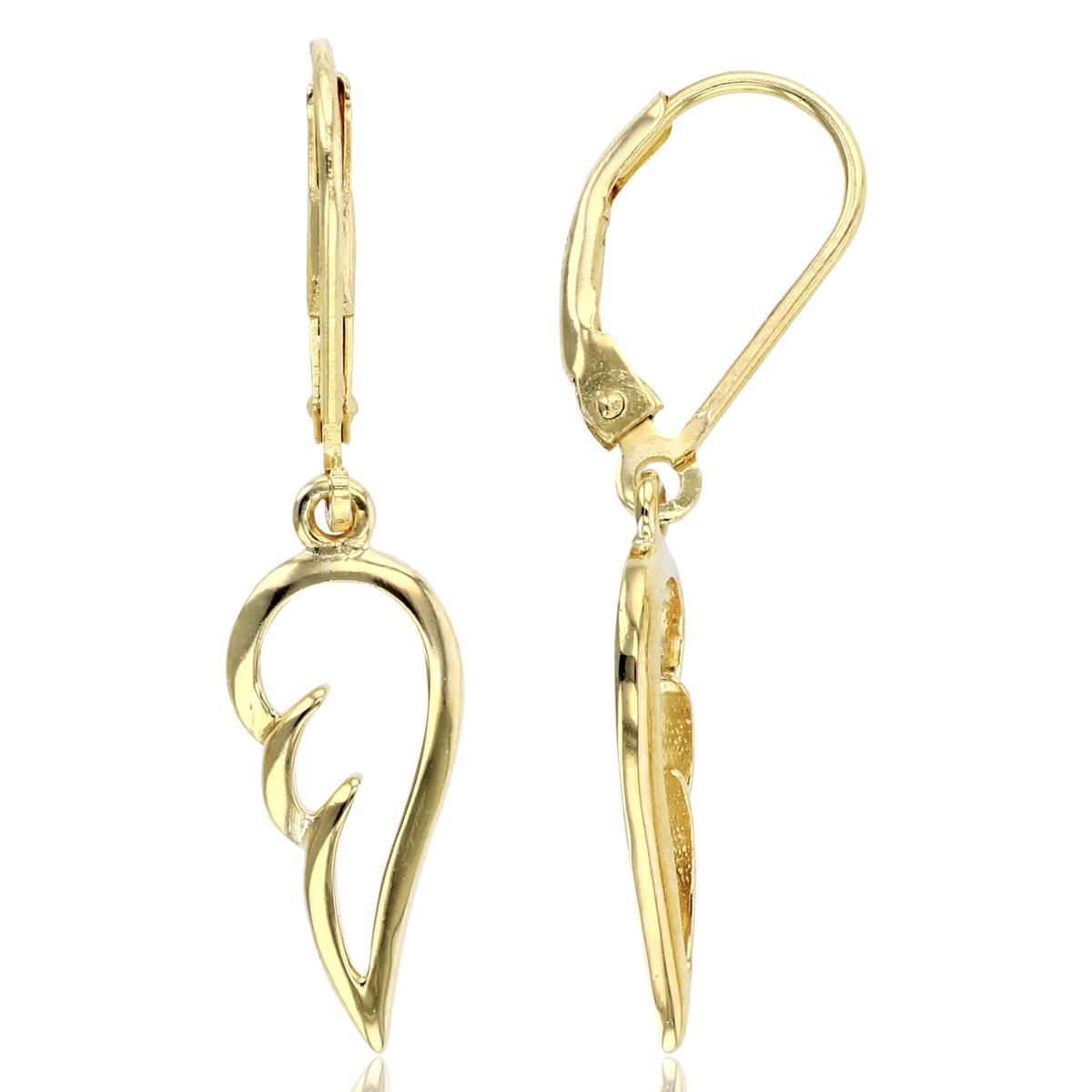 Sterling Silver+1Micron Yellow Gold High Polish Wing Dangling Earrings