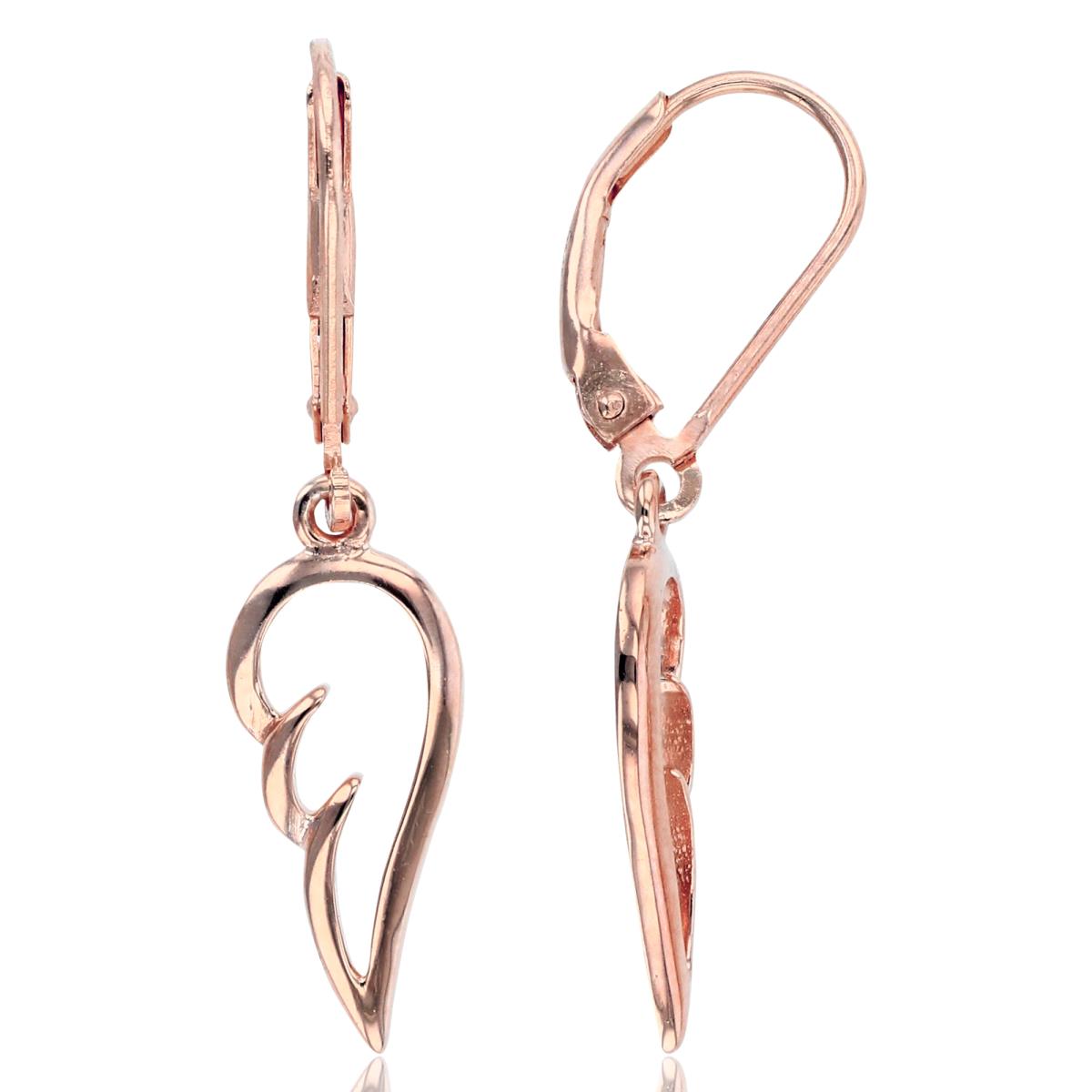 Sterling Silver+1Micron Rose Gold High Polish Wing Dangling Earrings
