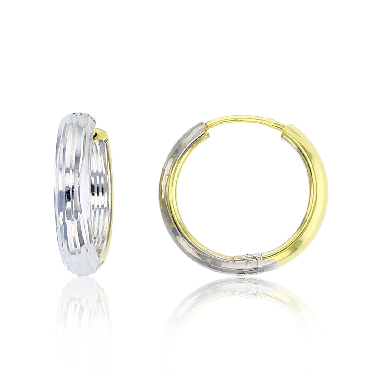 10K Two-Tone Gold 19X4mm DC Dome Hoop Earrings
