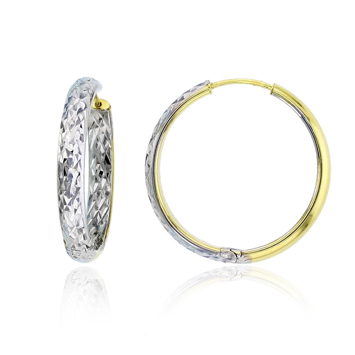 10K Two-Tone Gold 30X4mm DC Dome Hoop Earrings