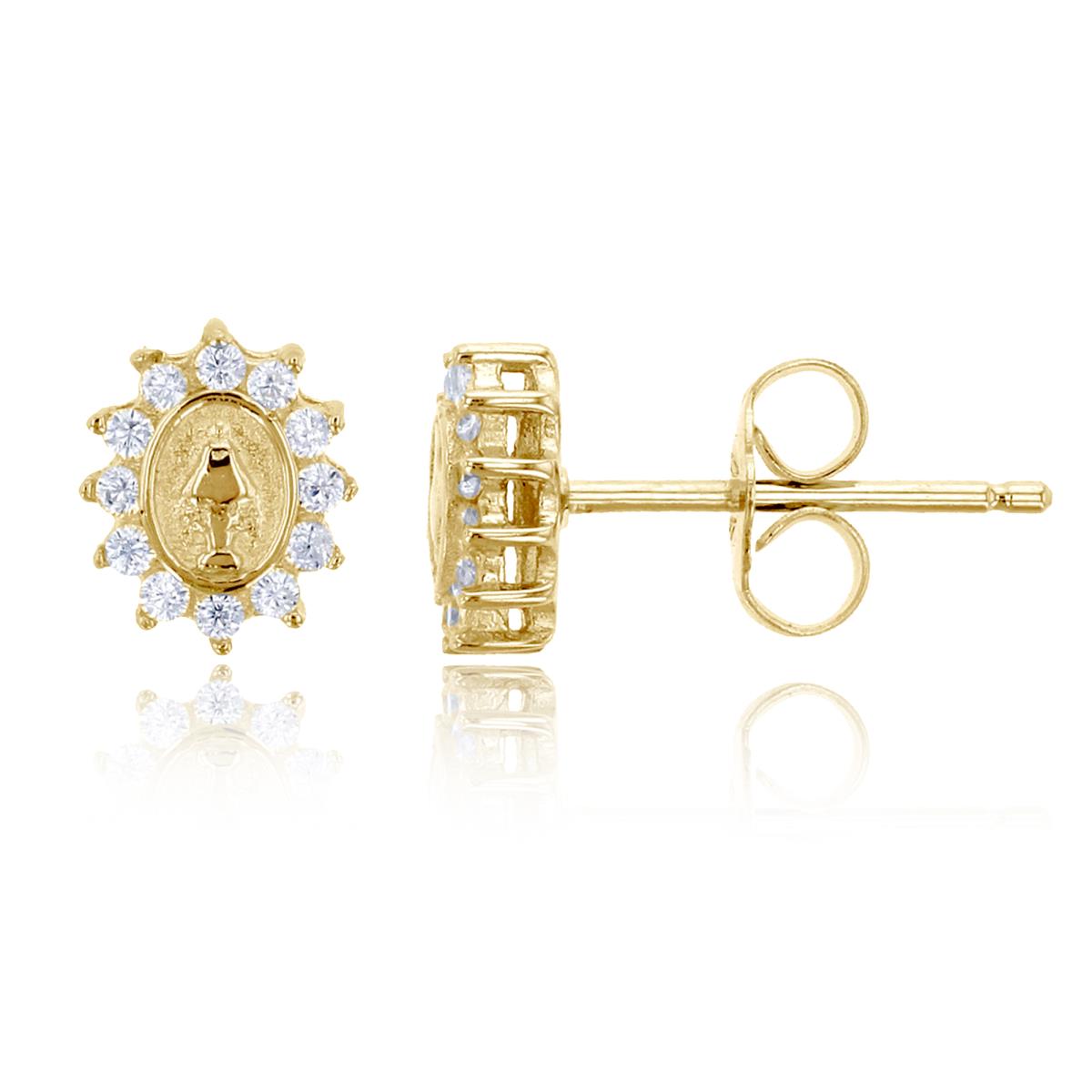 Sterling Silver Yellow 1.2mm Round CZ Religious Stud Earring