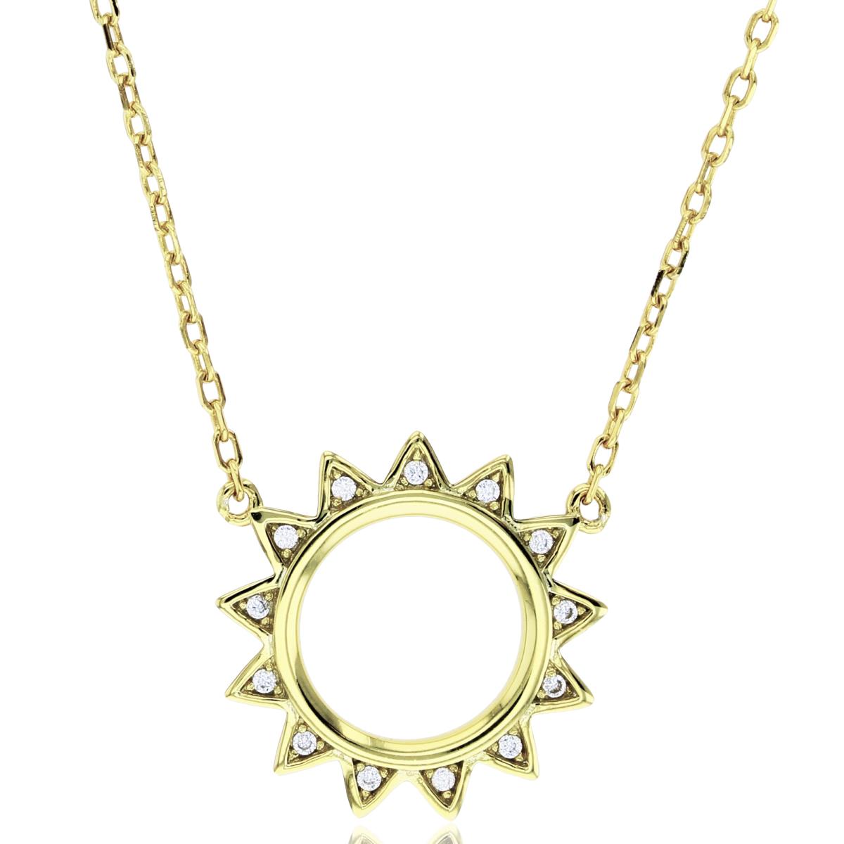 Sterling Silver Yellow Rnd CZ Sunflower 16+2"Necklace