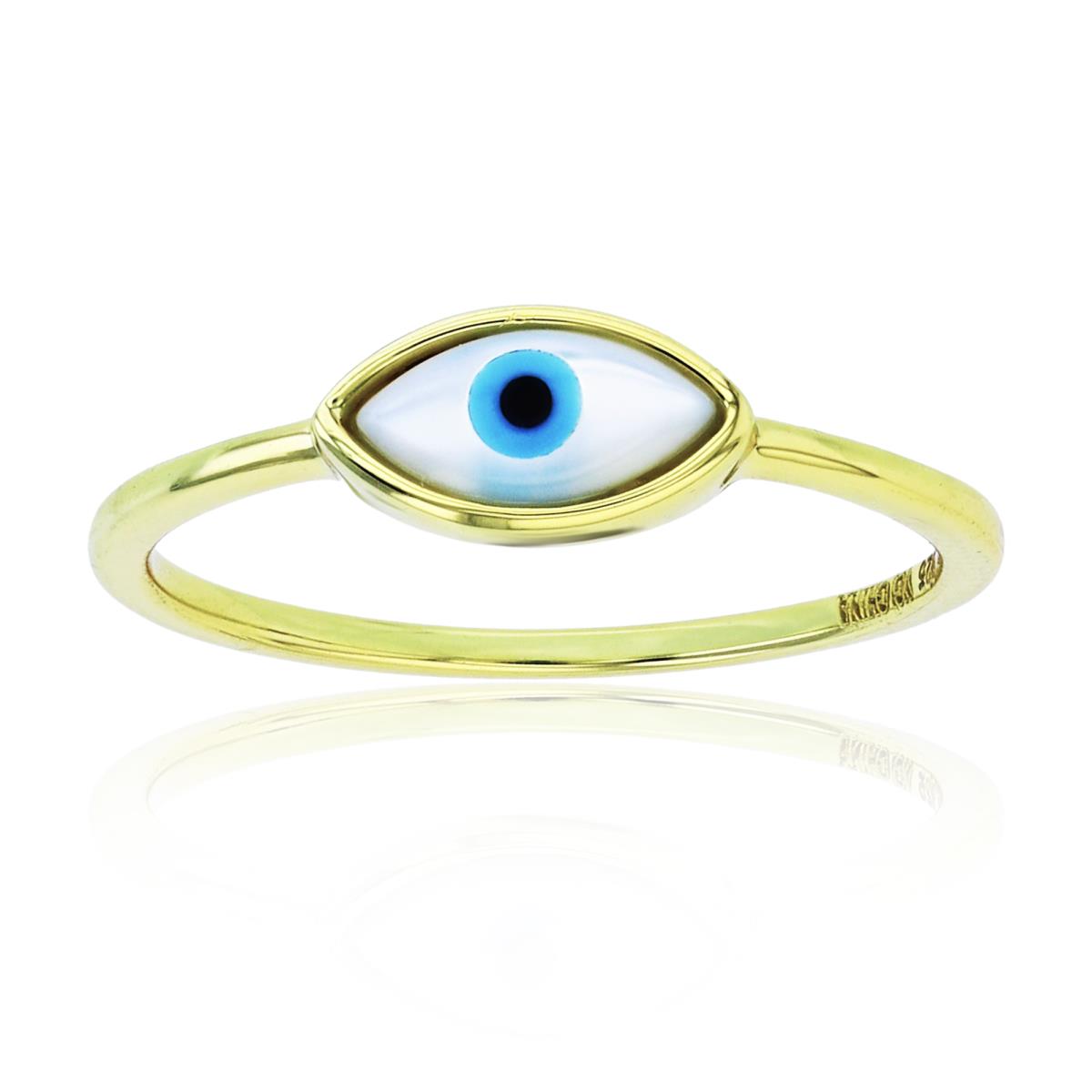 Sterling Silver Yellow Enamel Evil Eye 9.5x5.5mm   Ring