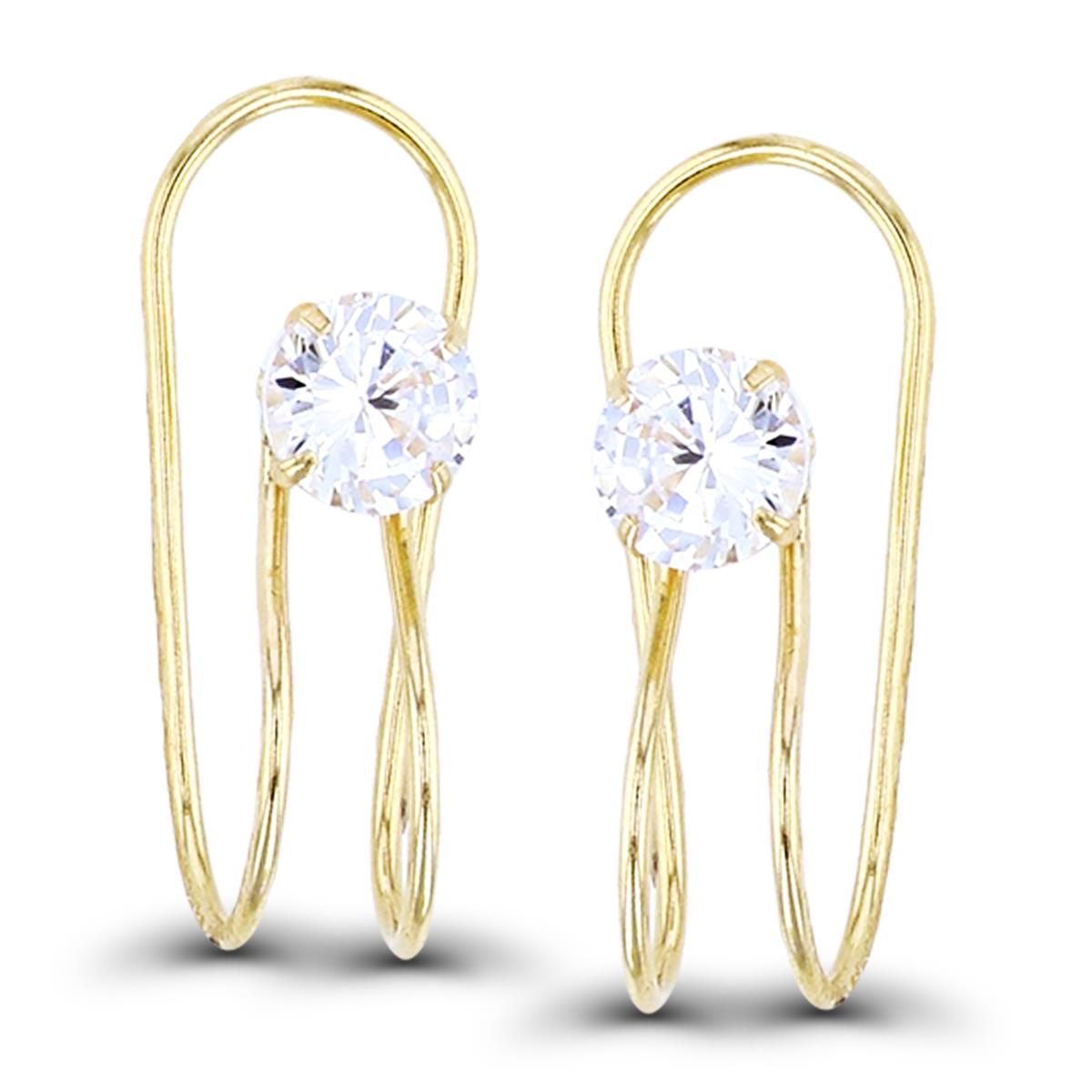 10K Yellow Gold 4mm Round CZ Ear Cuff