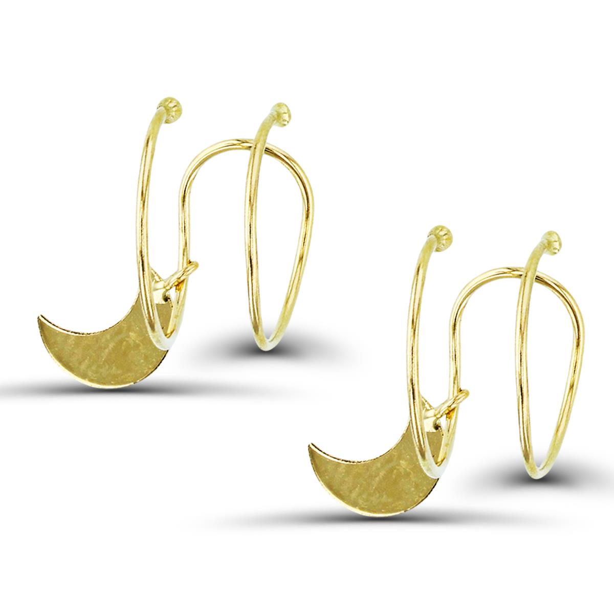 14K Yellow Gold Polished Crescent Moon Ear Cuff 