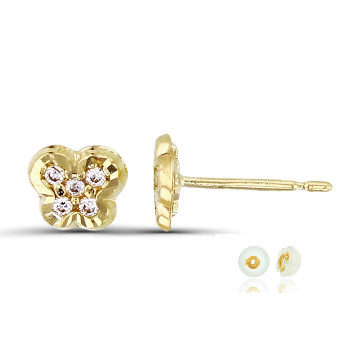 14K Yellow Gold DC Butterfly Stud Earring with Silicone Back