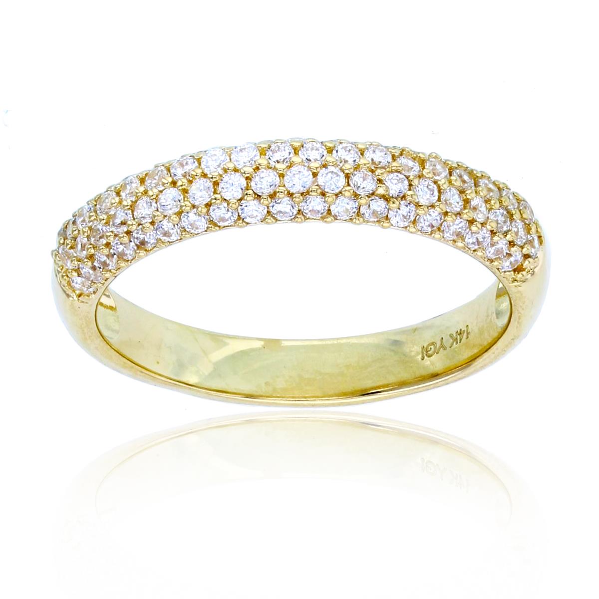 14K Yellow Gold Rnd CZ Rows Pave Puffy Band