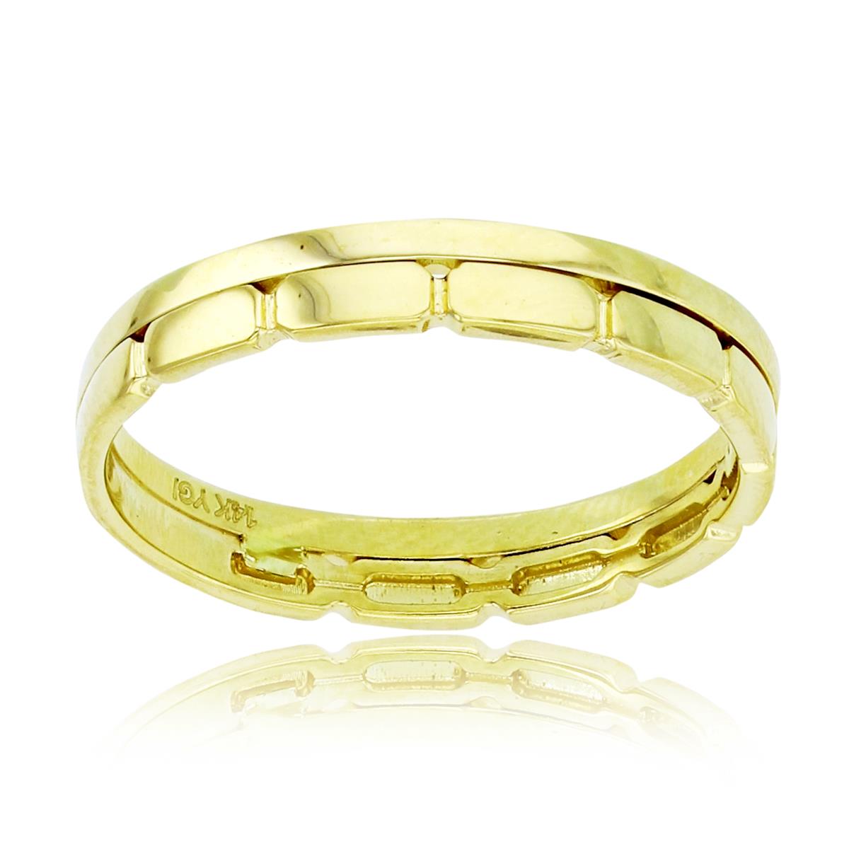 10K Yellow Gold Split Half Polish & Half DC Band