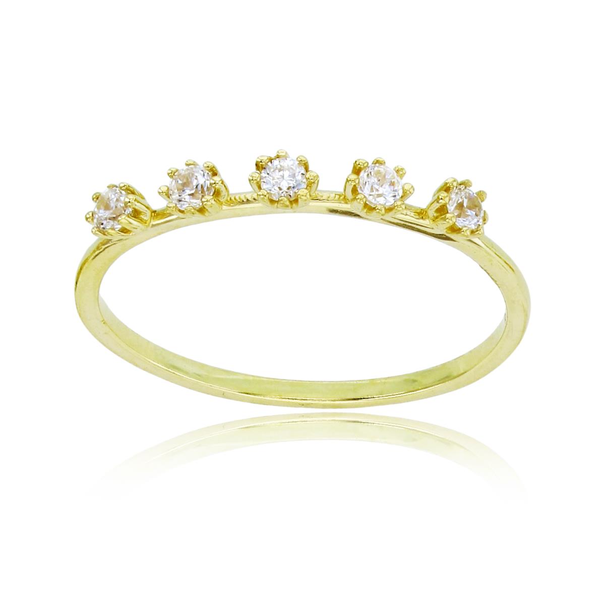 14K Yellow Gold Rnd CZ 5-Basket Clusters on Band