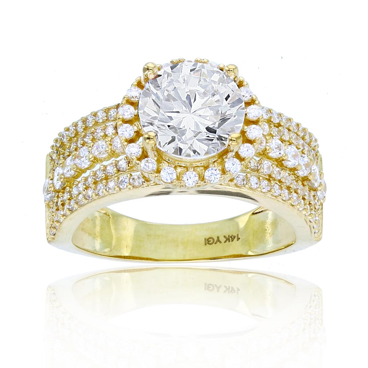 14K Yellow Gold 6mm Rnd CZ Center Halo Engagement Ring