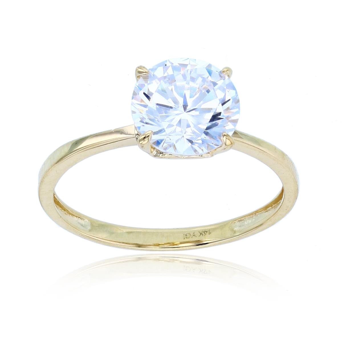 14K Yellow Gold 8mm Rnd CZ Solitaire Ring