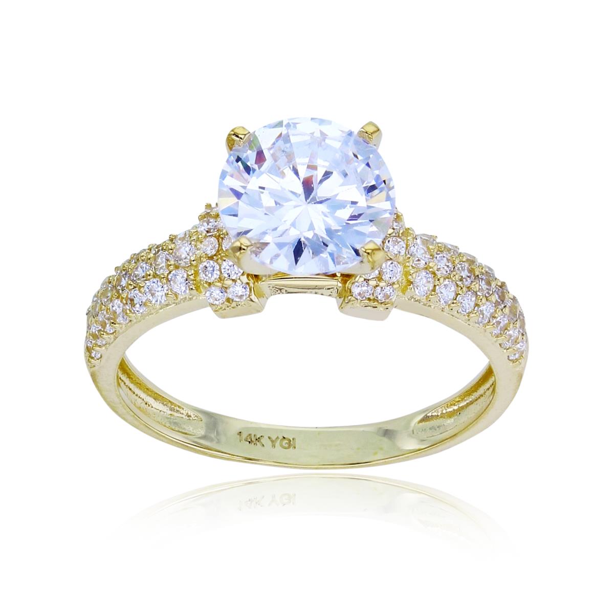 14K Yellow Gold 8mm Rnd CZ Center Solitaire Ring