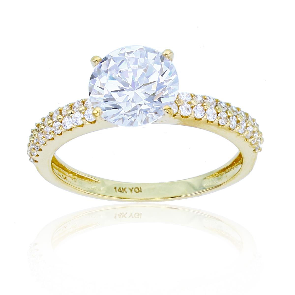 14K Yellow Gold 8mm Rnd CZ Center Solitaire Ring