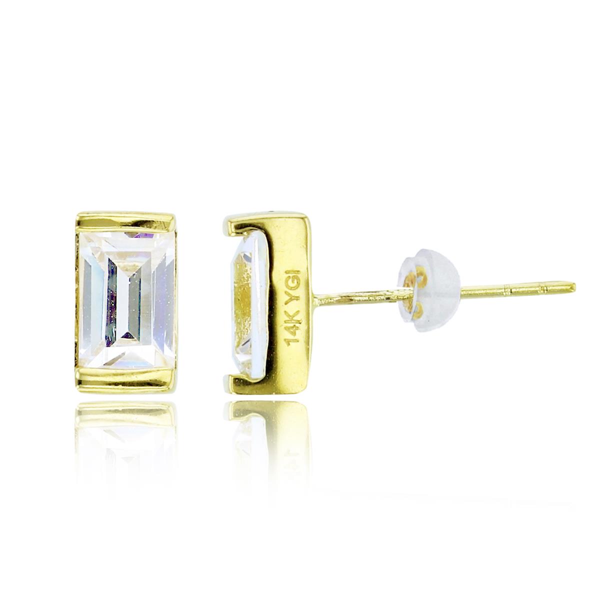 10K Yellow Gold 6x4mm EC CZ Studs with Silicon Backs