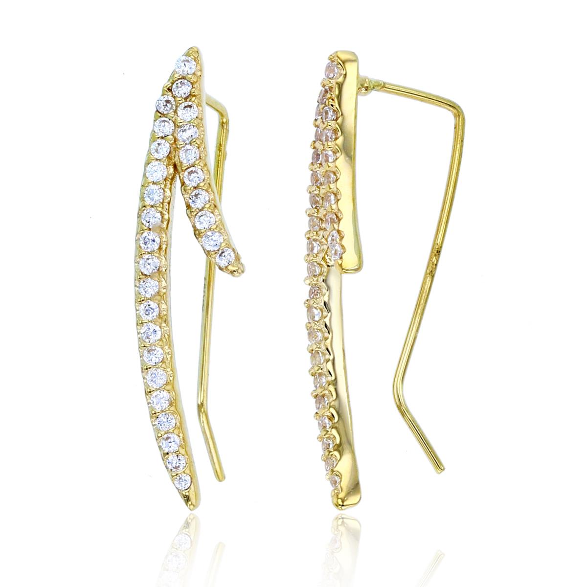 10K Yellow Gold Rnd CZ Vertical Rows Earrings with Fish Hook