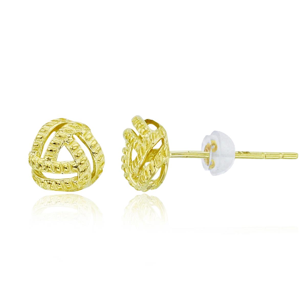 10K Yellow Gold Textured Knot Studs with Silicon Backs