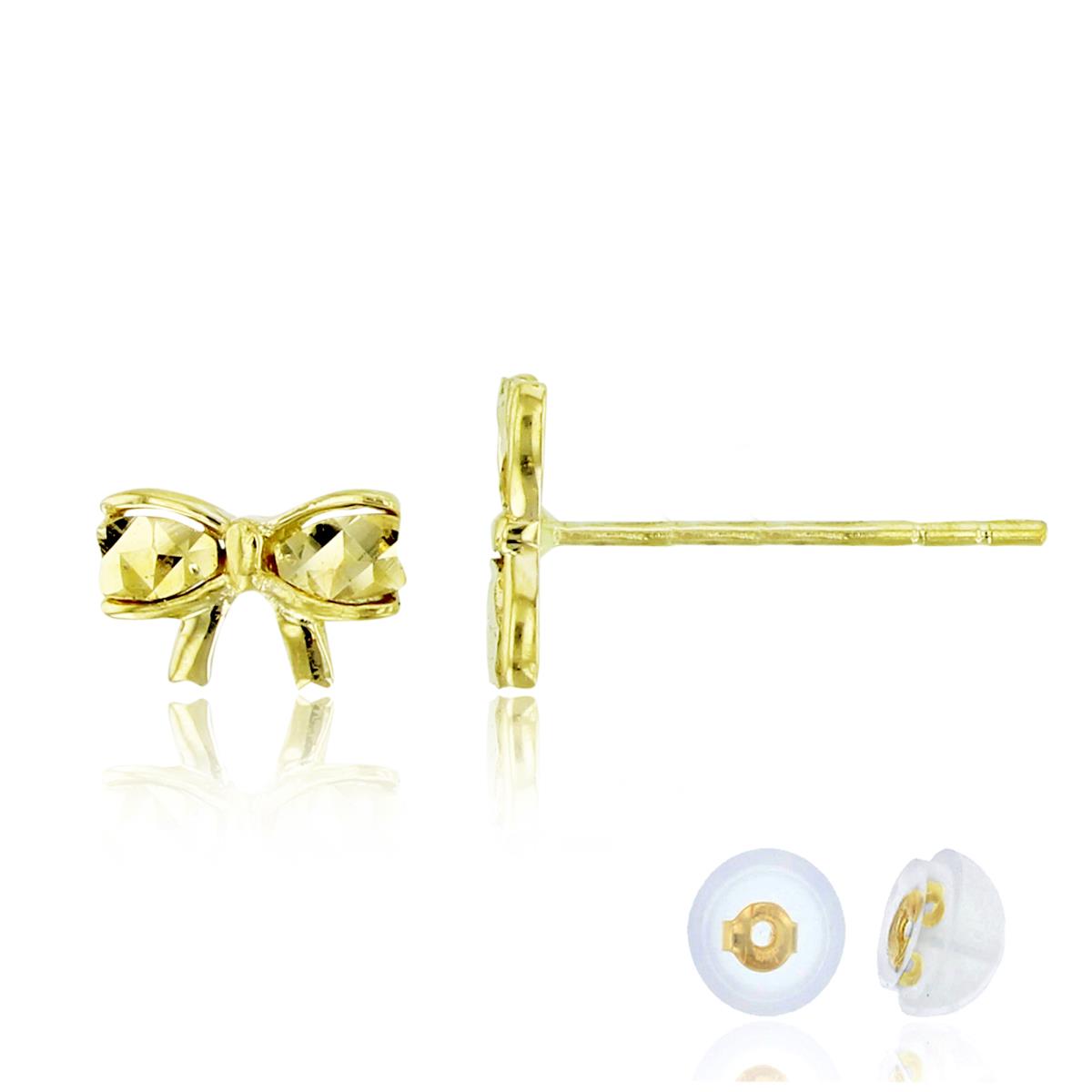 10K Yellow Gold DC Bow Studs with Silicon Backs
