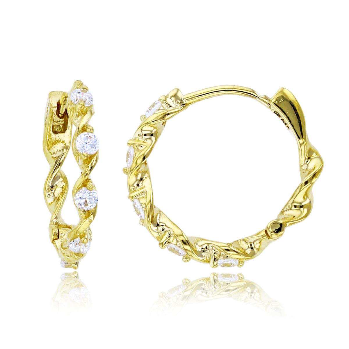 14K Yellow Gold Twisted 15x2mm Hoop Earring