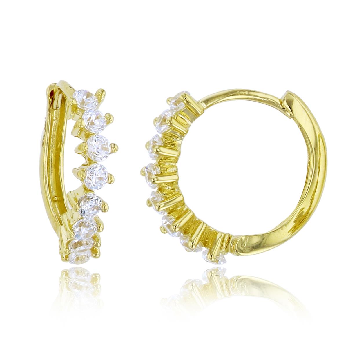 10K Yellow Gold 1-Row CZ "S" Shaped Huggie Earring