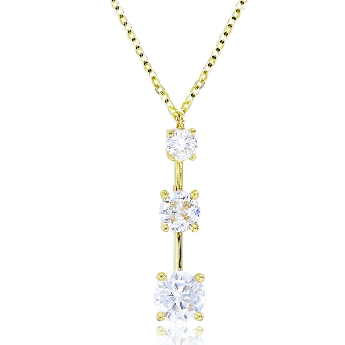 14K Yellow Gold Graduated 3/4/5mm Rnd CZ Vertical 17+1"Necklace