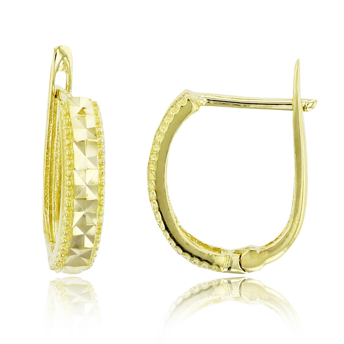 14K Yellow Gold Diamond Cut Latchback Huggie Earring