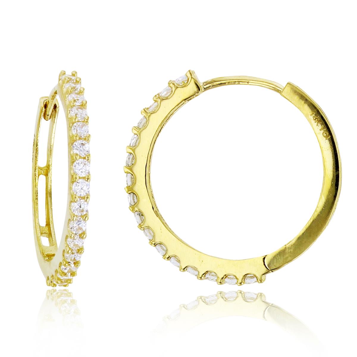 14K Yellow Gold 17x1.70mm CZ Hoop Earring