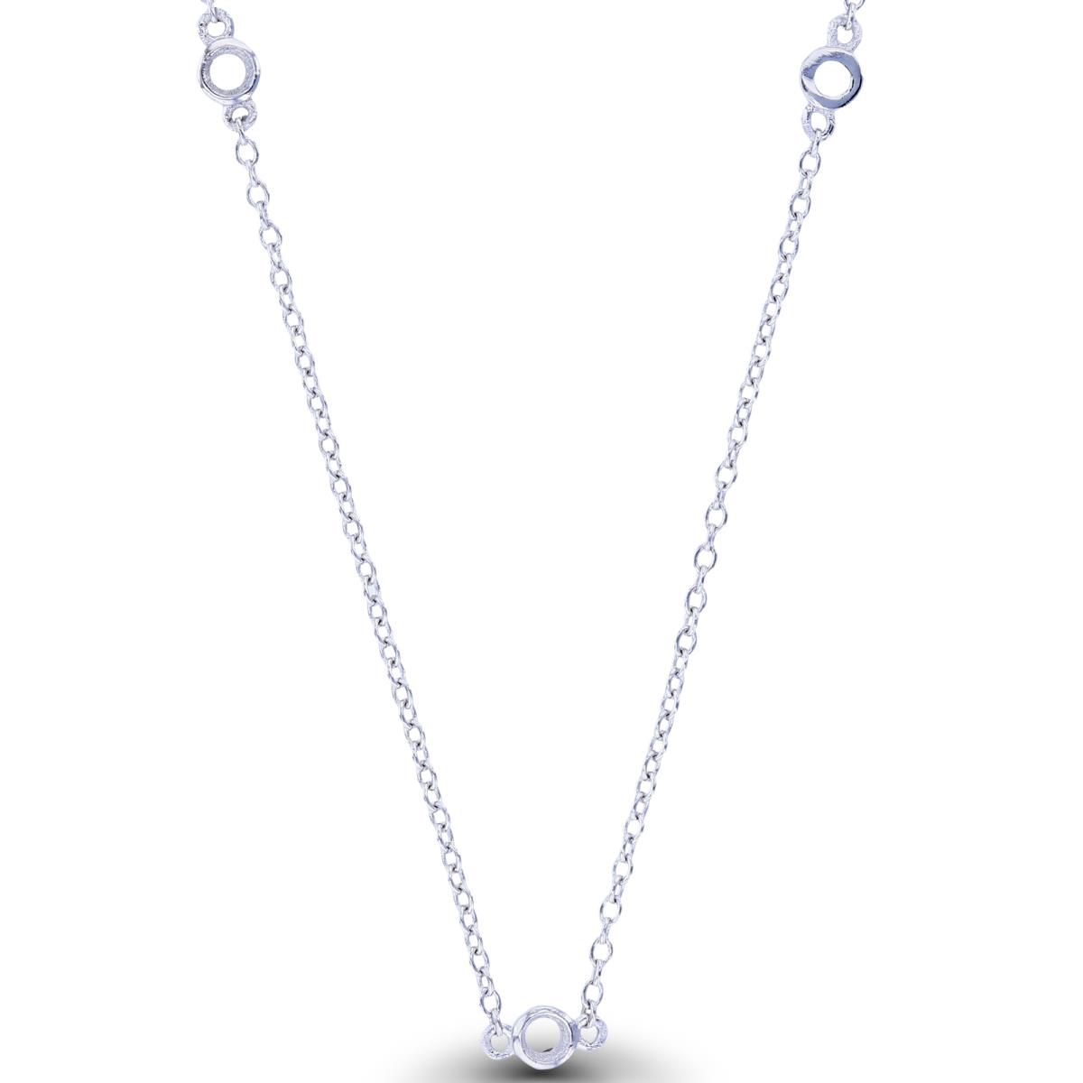 Sterling Silver Rhodium 8-Open Circles Station 18"Necklace