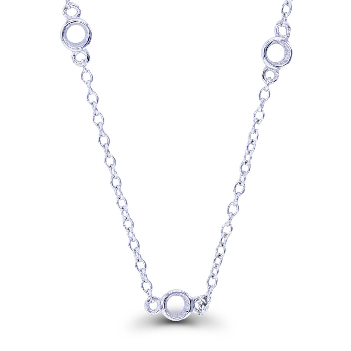 Sterling Silver Rhodium 15-Open Circles Station 18"Necklace